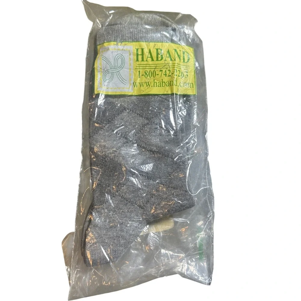 Vintage‎ Haband Dress Socks Mens Large Grey NEW Argyle Diamond Cotton Blend